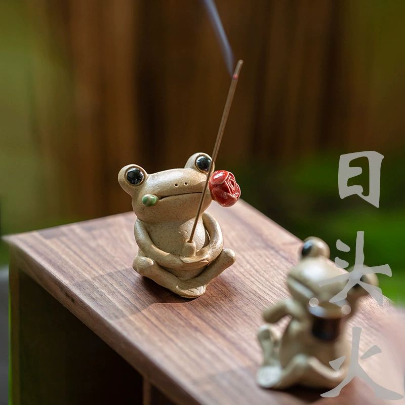 Цзиндэчжэнь глиняная глина ручной работы креативная маленькая лягушка роза труба гриб милый чайный питомец