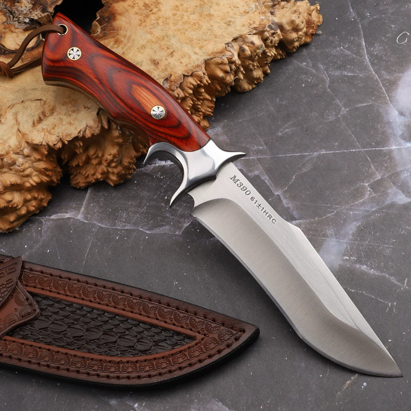 Outdoor survival knife, high‑hardness fixed blade, leather sheath or gift box options