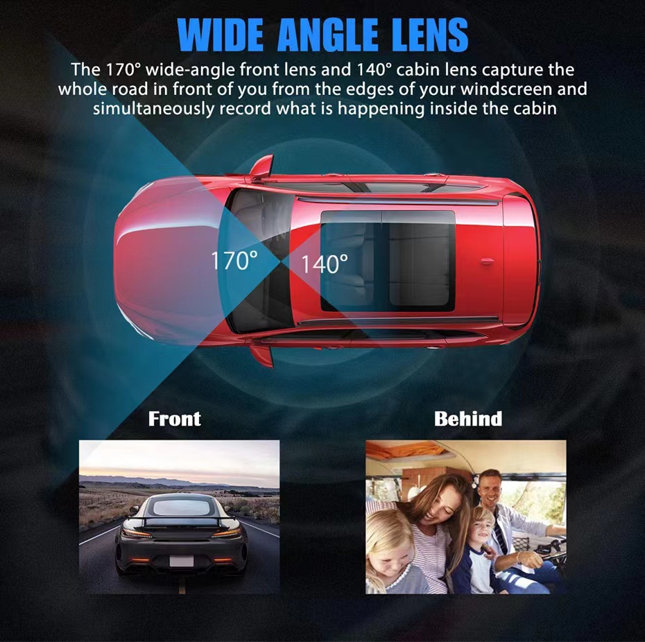 New model dashcam with high-definition reversing image, 3-lens recorder, mobile phone connectivity, and car-mounted recorder
