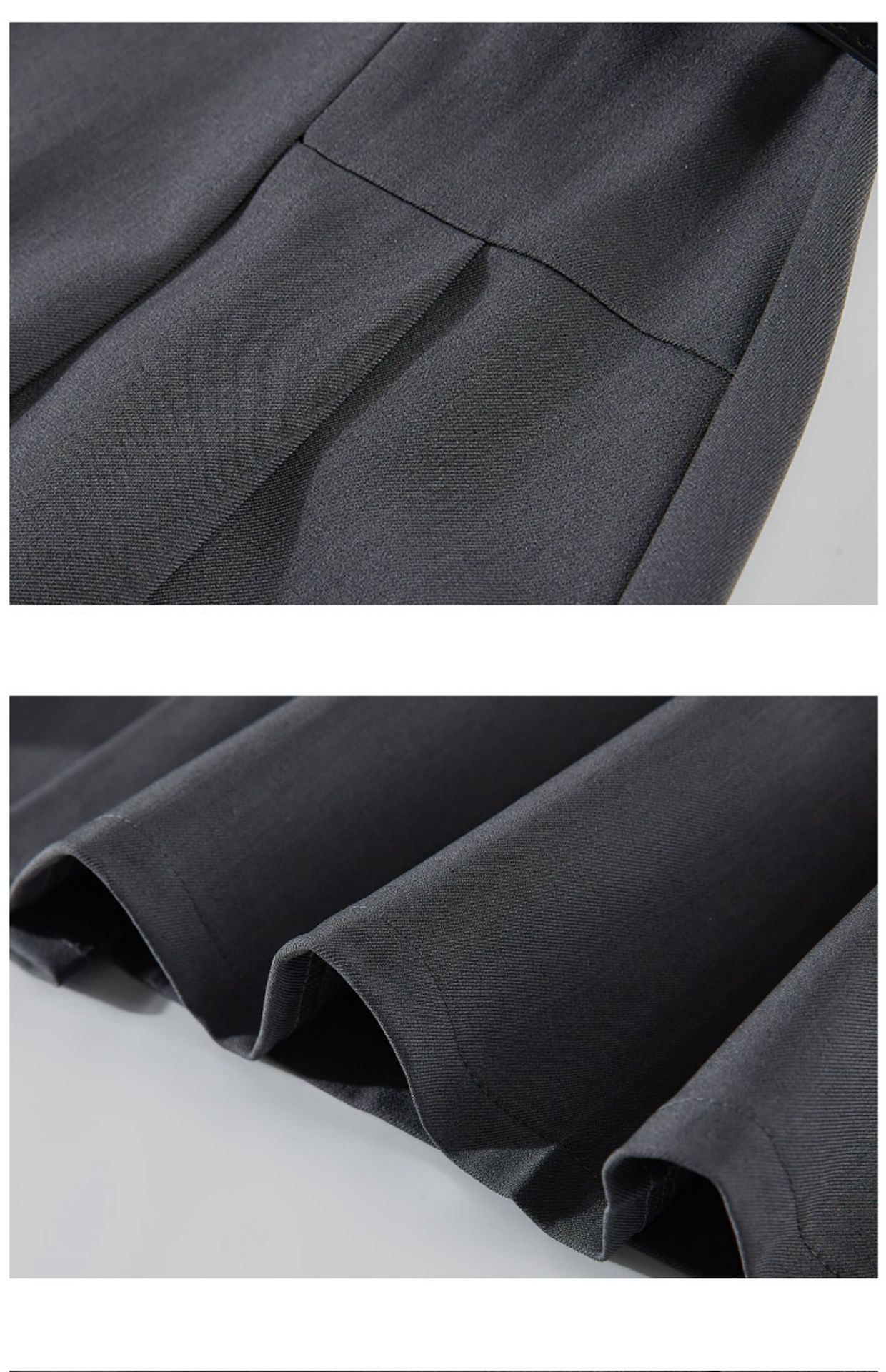Chân váy vest xám nữ cạp cao dáng chữ A xếp ly dài 81 cm — Len đen thông thường (dài 81cm ) chi tiết 7