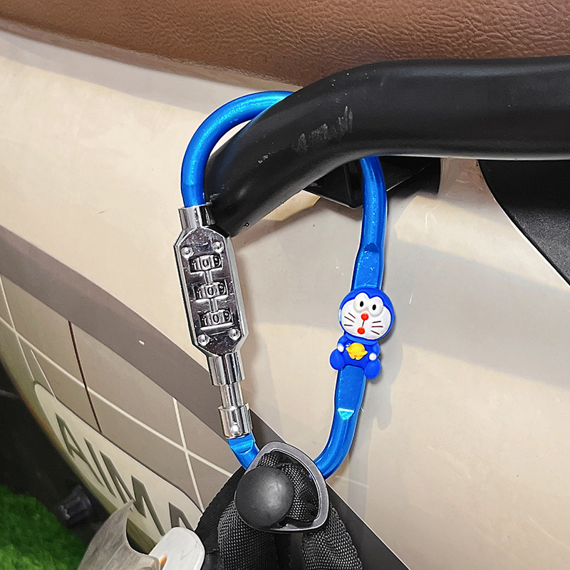 電気自動車ヘルメットロック固定ユニバーサルかわいい漫画高価値バッテリー車ヘルメット盗難防止ロック盗難防止アーティファクト|undefined