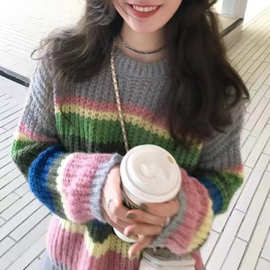 条纹毛衣女春秋宽松外穿衣