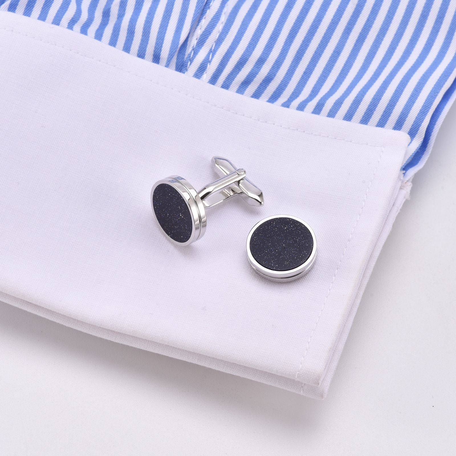 Dongguan Starry Sky Gemelos francés simple Bisel Oro Negro mancuernas traje formal avanzado azul piedra arenisca Mancuernas