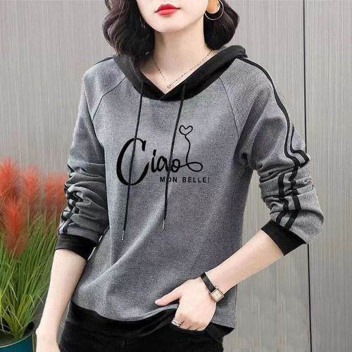 Women's Hooded Sweatshirt 2025 Spring and Autumn Style Korean Loose Youthful Long-Sleeved Women's Top Loose Mother's Upper Garment