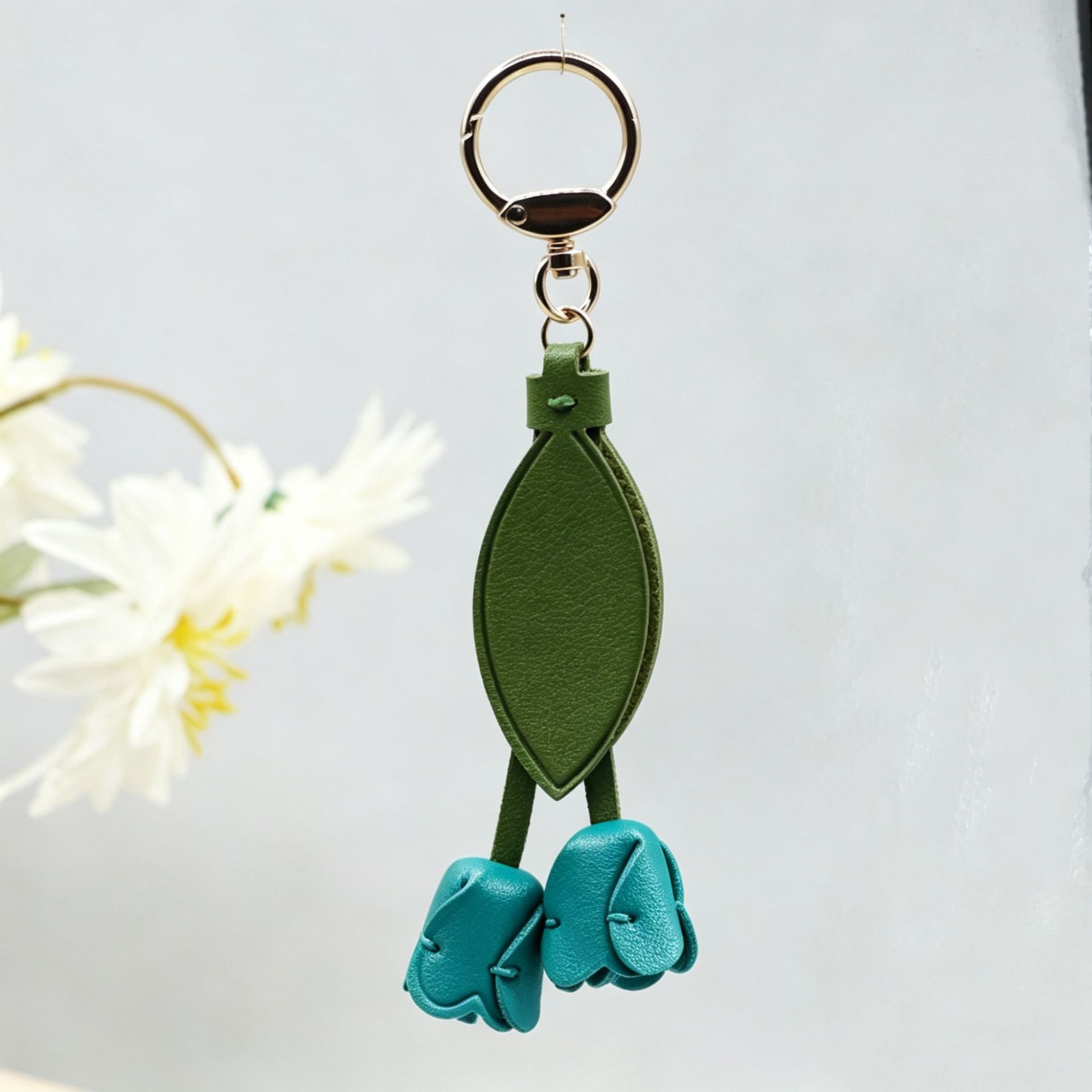 Xiaohongshu mismo estilo llavero de tulipán lindo y personalizado bolso de llaves de coche colgante logotipo impreso ventas directas de fábrica