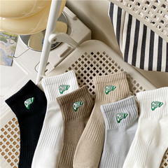 網紅超火刺繡ohh襪子男春夏男襪透氣男船襪純色束腰運動短筒襪棉