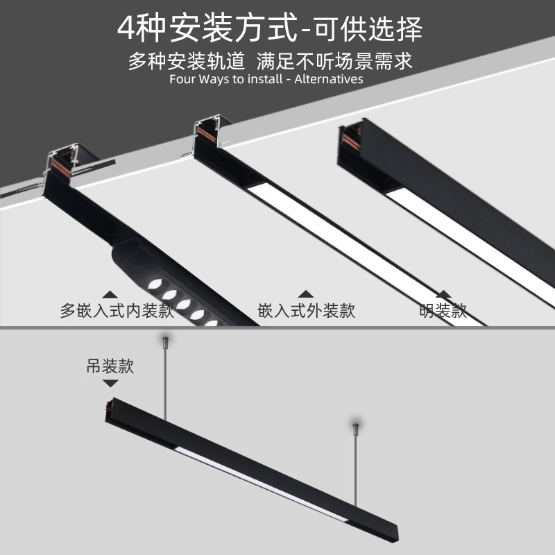 Luz de la pista magnética incrustado brillante y oculto foco sin marco sala de estar sin luz principal de Iluminación LED Luz de tira