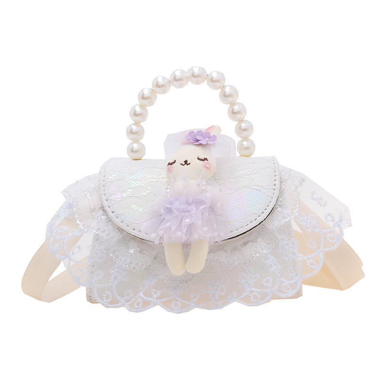 Bagos de princesa de perlas de moda, bolsos lindos para niños, mochilas de textura casuales, bolsos de cambio, accesorios