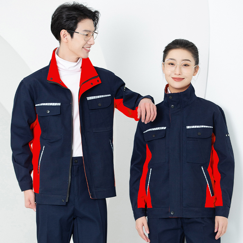 Primavera y otoño conjunto de ropa de trabajo masculina desgaste oficina de reparación de automóviles sitio de construcción de instalación de agua y electricidad trabajadores de seguro laboral personalizados / fabricados