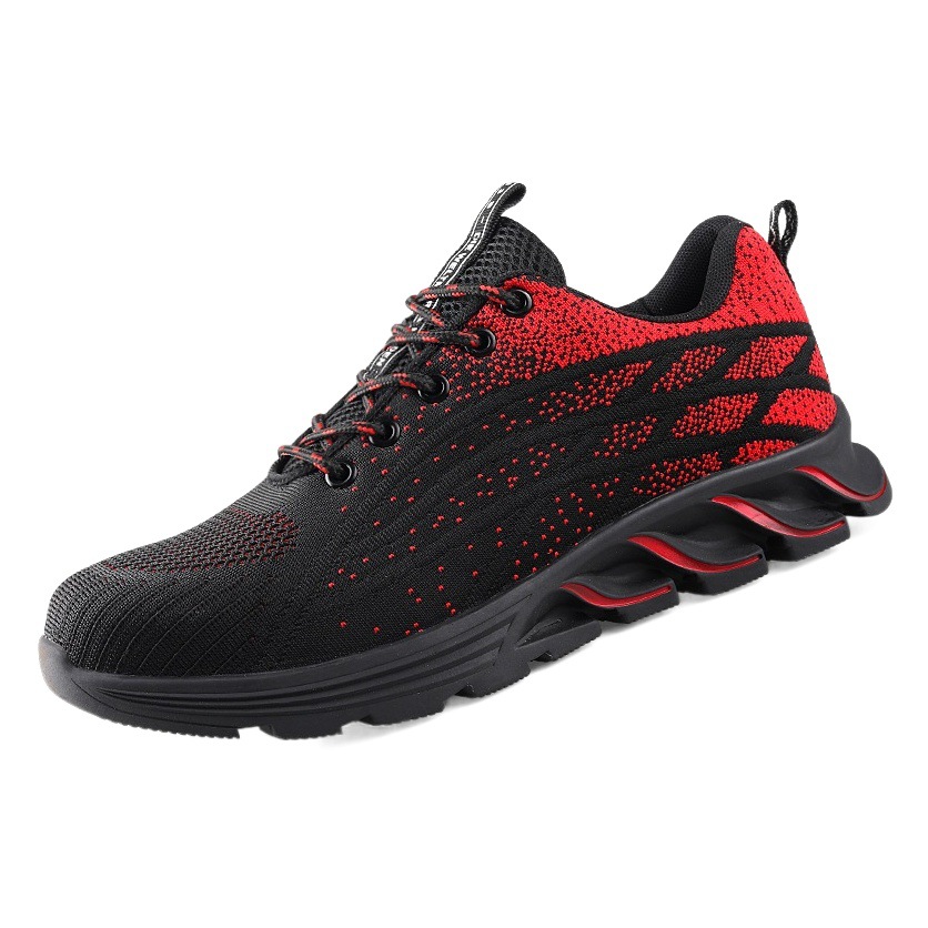 Verano transfronterizo anti-aplastante puntera de acero zapatos de protección laboral de los hombres zapatos de trabajo ligeros ZAPATOS DE TRABAJO transpirable Flyknit deportes sitio de construcción zapatos de protección
