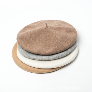 Autumn and Winter Women's Large Head Circumference Casual Versatile Wool Beret K-Style Literary Painter Fashion Warm Literary Style