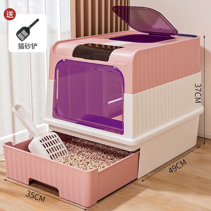 Cajón de arena para gatos super grande totalmente cerrado anti-spillado ultravioleta inodoro para gatos artículos para mascotas de plástico arena para gatos