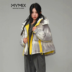 2025年冬季新款女士扎染印花羽绒服加厚白鸭绒超好看短款潮牌外套