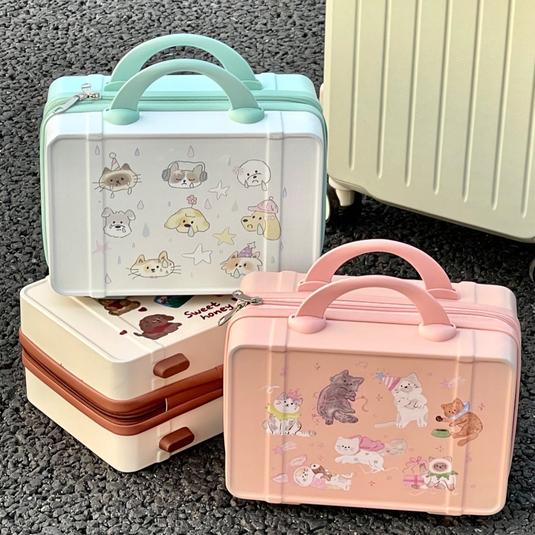 Original de 14 pulgadas maleta de mano maquillaje regalo de mano caja de boda pequeña mini caja puede imprimir logotipo