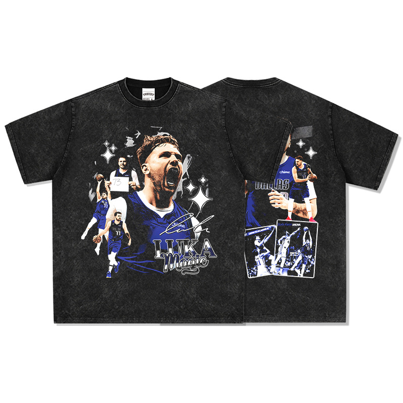 Sleeva corta negra lavada