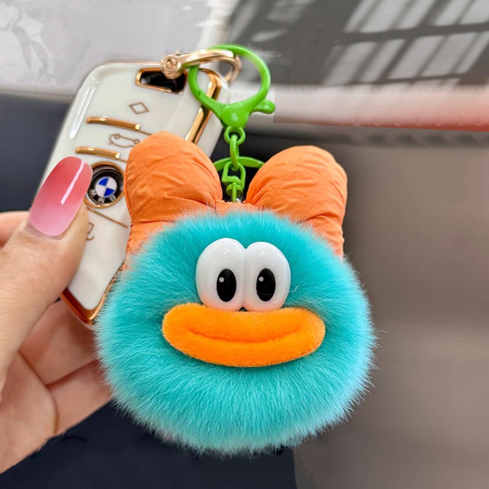 Peltas de pato verdaderas bolsas de carbón bolsas de llaves de automóviles bolsas de peluche muñecas colgantes colgantes de bolsas de pato