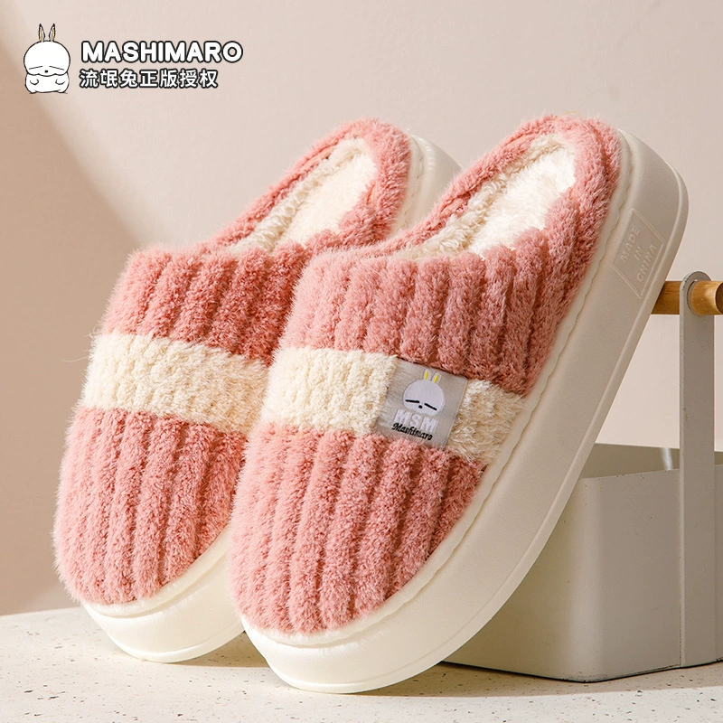 Хулиганские кролики с толстым дном хлопчатобумажные тапочки женские зимние плюшевые дома теплые домашние домашние пары зимние мужские тапочки
