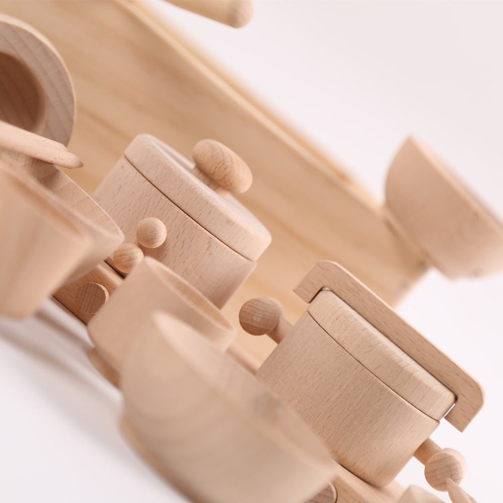 Regalos de cumpleaños para niños de madera de haya ecológica original sin laca cubiertos de cocina simulación juguetes de jardín de infantes