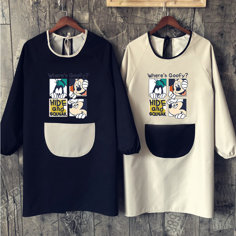 Fashionable Apron for Women, Cute Japanese and Korean Style, Long-Sleeve Household Kitchen Smock for Adults, Waterproof and Oil-Proof Work Apron for Men, with Printed Text Fashionable Apron for Women, Cute Japanese and Korean Style, Long-Sleeve Household Kitchen Smock for Adults, Waterproof and Oil-Proof Work Apron for Men, with Printed Text