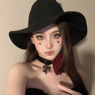 Halloween Spider Spider Rose Necklace Niche Exaggerated Funny Dark Style Necklace Cyber Celebrant Fashion Necklace