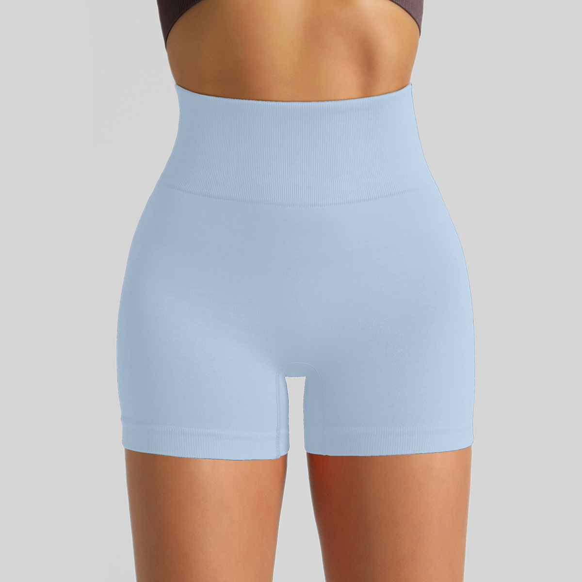 Pantalones cortos de Yoga de punto sin costuras transfronterizas Peach Hip lifting pantalones de fitness de cintura alta pantalones cortos deportivos para correr tres puntos mujeres