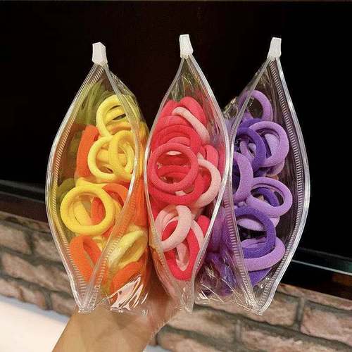 50 Towel Circle Storage Bag 3CM Small Size Children's Thumb Hair Circle Simple Fashion Cute High Elasticity Hair Tie Decor 