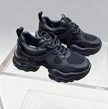 许妍同款老爹鞋椰椰奶冻2025年云朵新款真皮厚底增高纯色运动鞋女