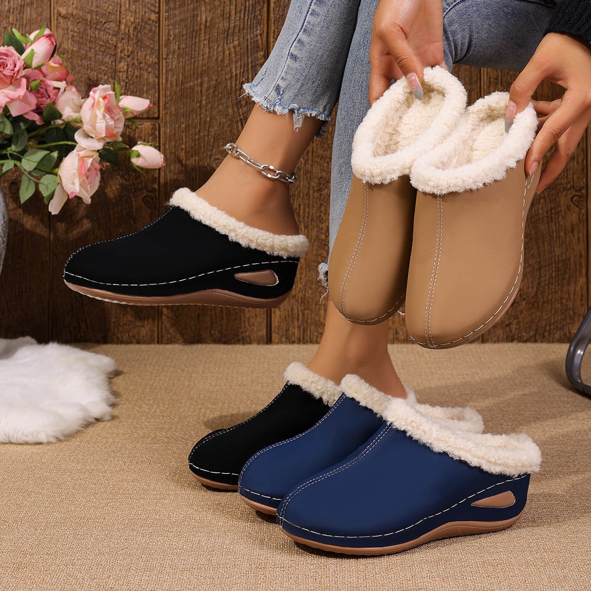 European and American Cross-Border Large Size 25 Autum New Baotou Thick-Soled Rocking Line Lightweight Outer Wear Roman Style Sandals and Slippers for Women