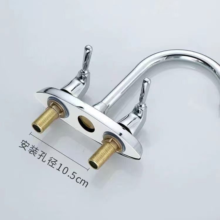 全铜面盆水龙头双把双孔三孔双开关冷热洗手盆厨房水槽轻奢风格|undefined