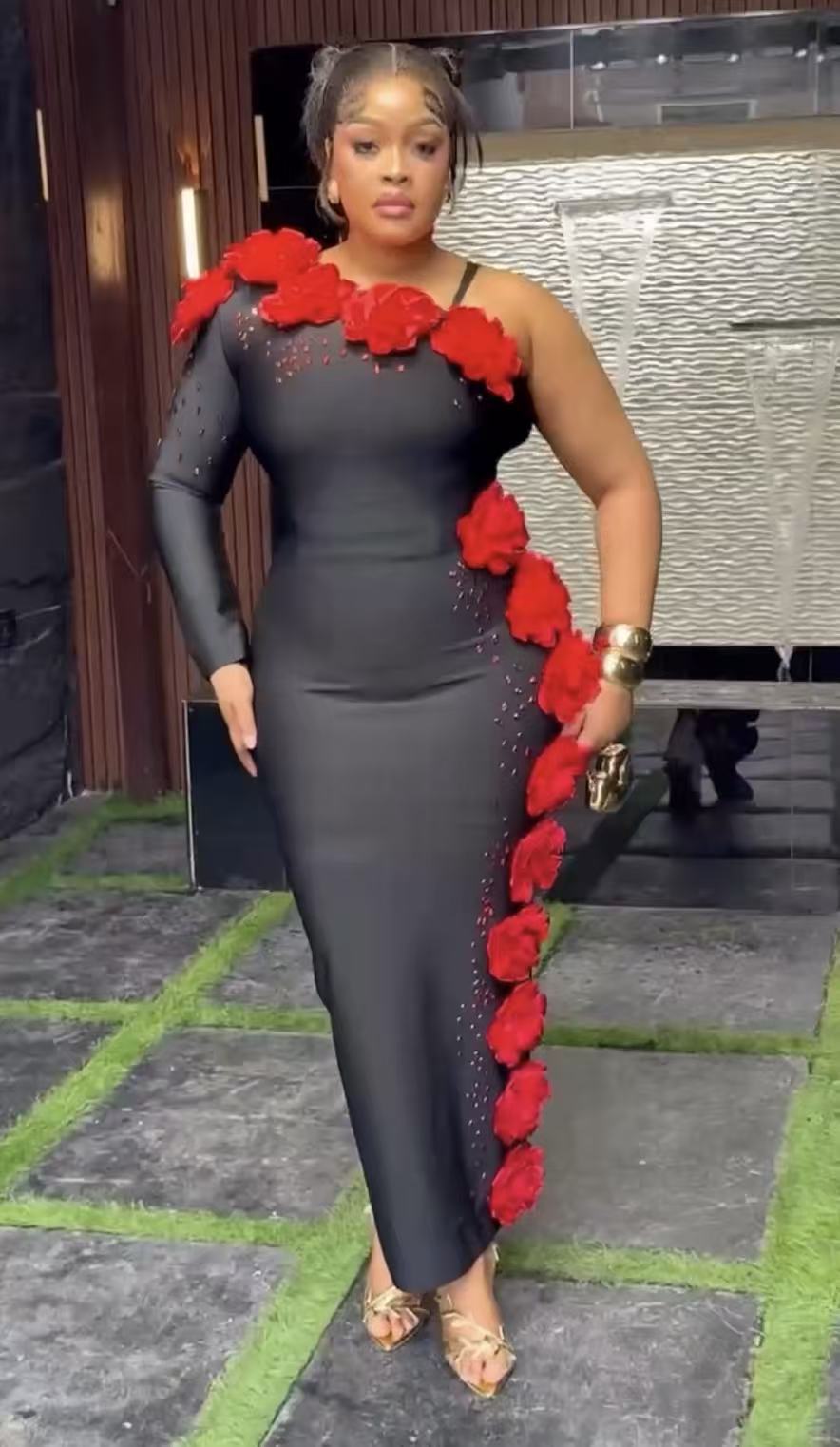 Women's Halter Neck Floral Rhinestone Embellished Bandage Bodycon Dress American Style Long Skirt Fashion Elegant_ecoleips.com