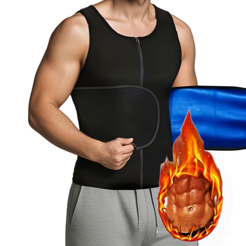 Amazon Men's Sweat Suit Waist and Abdominal Vest Top Outdoor Training Fat Burning Sweat Belt Shapewear