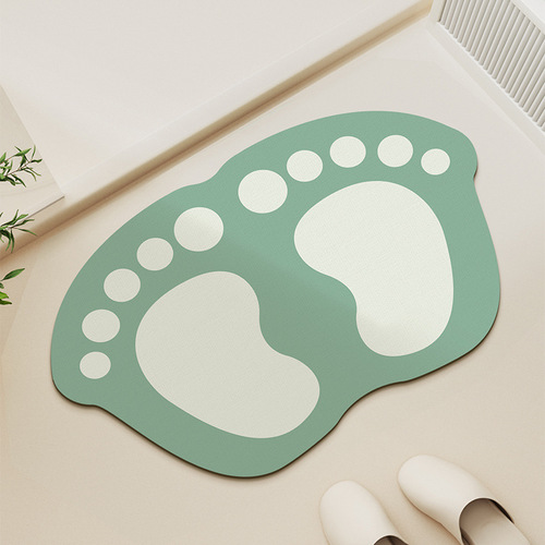 Cartoon bathroom mat, bathroom water-absorbing diatomaceous earth anti-slip foot mat, toilet door irregular fast-drying dirty-resistant mat