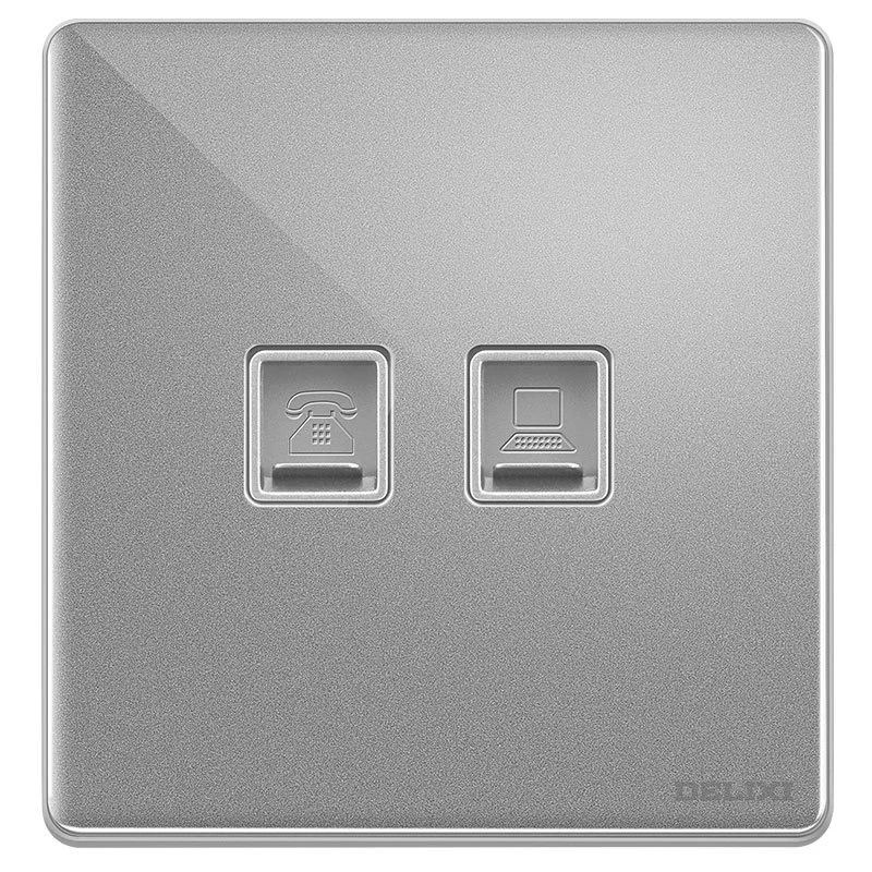 Панель Delixi Household 86 CD889 Ink Cai Caikai Open Double Control Starry Sky Gray Wall Switch