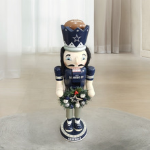 实木外贸库存蓝色系列木质胡桃夹子装饰品圣诞节日气氛摆件