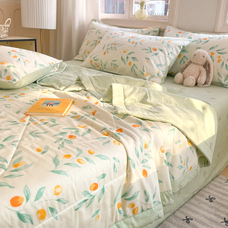 Edredón de verano de algodón para niños de clase A edredón de aire acondicionado edredón de algodón edredón de dormitorio con núcleo edredón se puede lavar a máquina edredón fresco de verano juego de cuatro piezas 4