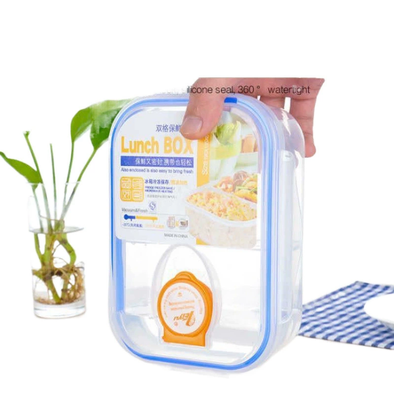 Capacious plastic rectangular lunch box for students
