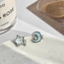 小众百搭蓝色珍珠耳钉