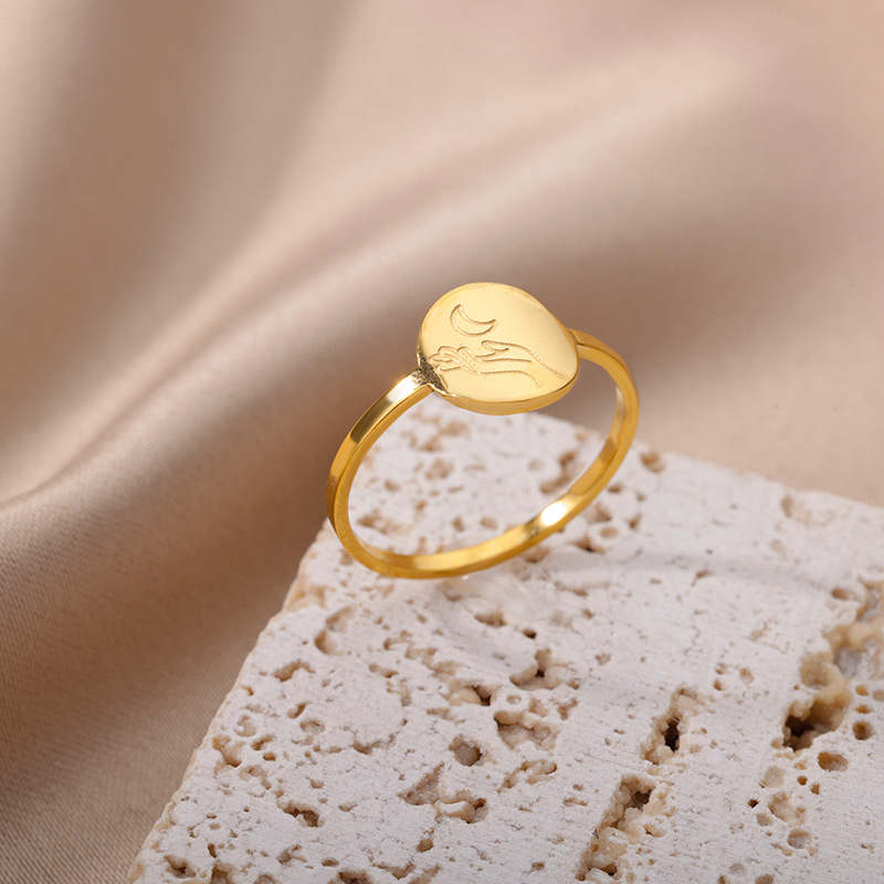 Fashion Moon Stainless Steel Plating Rings 1 Piece