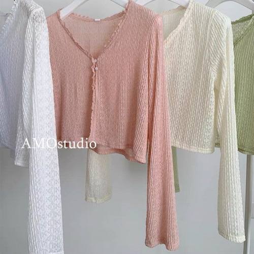 Summer Knit Lightweight Outerwear Shawl for Women, Long Sleeve Short Sleeve Sun Protection Jacket for Women, Stylish Crochet Lattice Open Top