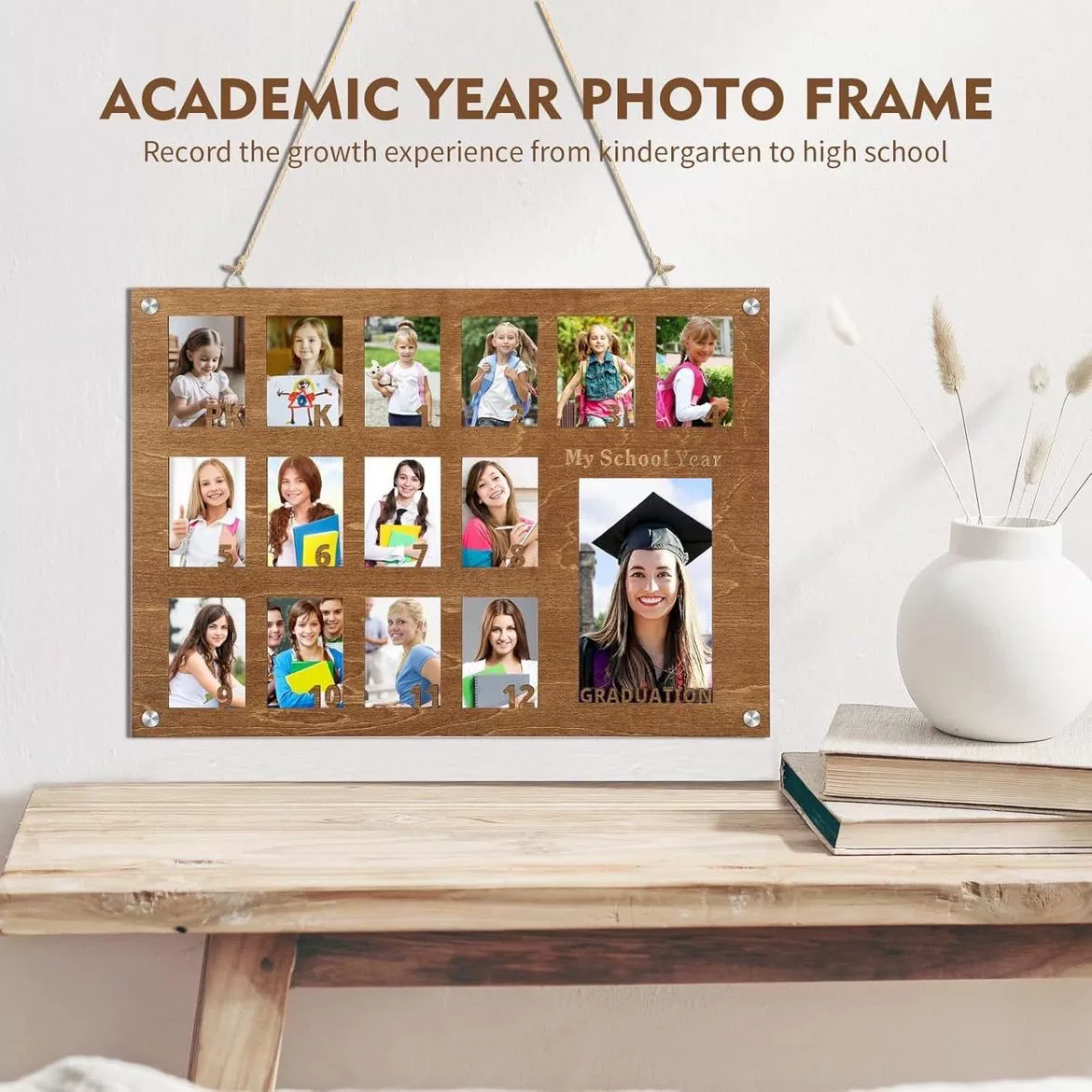Настенная рамка для фото с деревянной отделкой, для выпускного в детском саду, памятная рамка для фото, подарок на день рождения