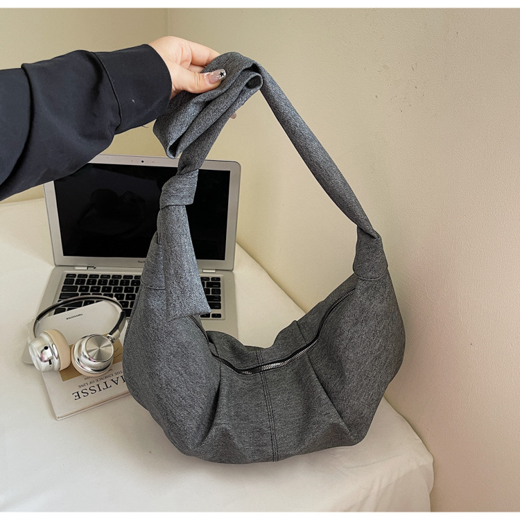 Niche design denim bag for women 2025, large capacity, casual and versatile, single-shoulder crossbody dumpling bag, fashionable underarm bag undefined
