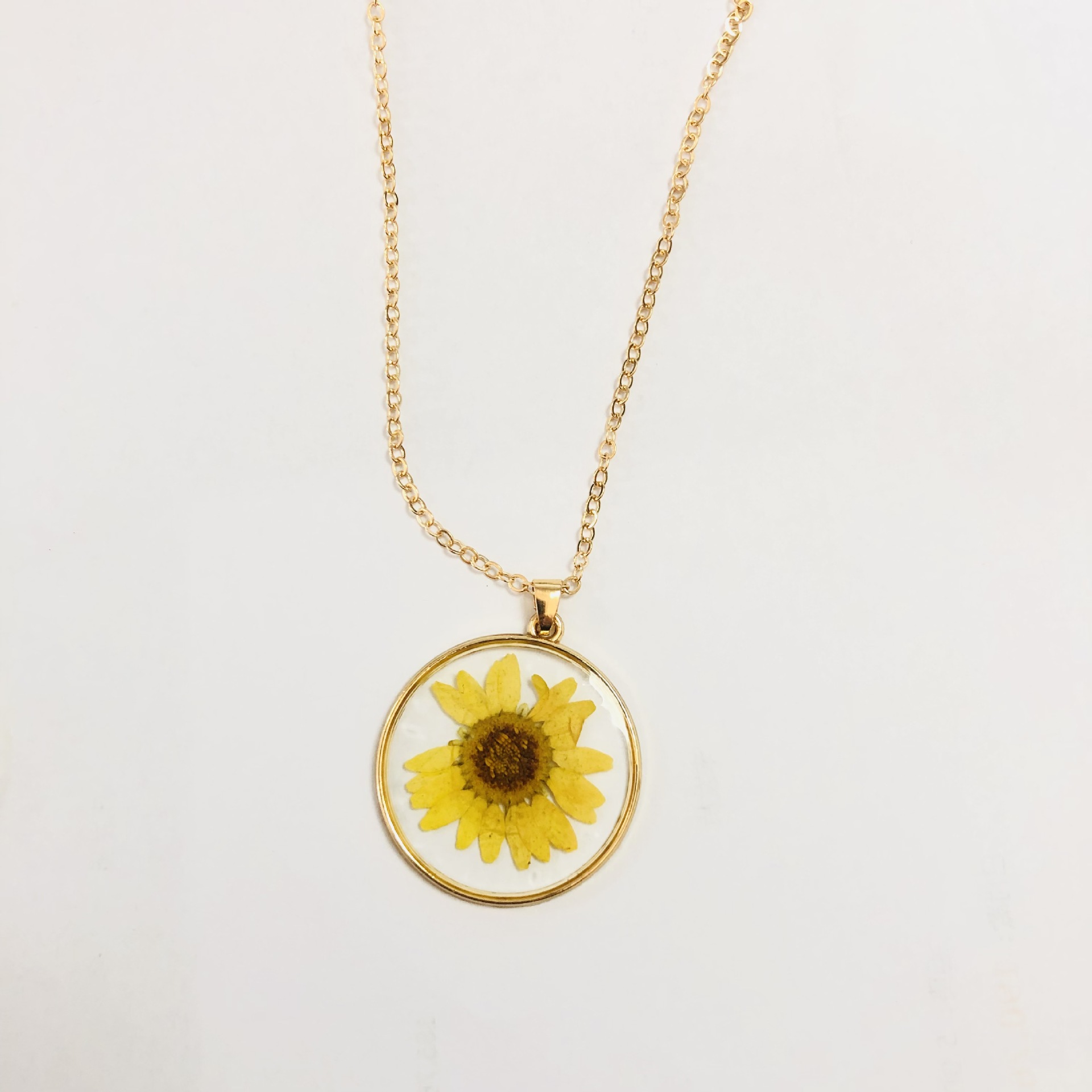 Wholesale Jewelry Small Daisy Transparent Round Pendant Necklace Earrings Nihaojewelry display picture 3