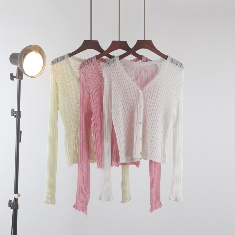 2026 Summer New Style Gentle Style Knitted Sweater for Women, Ice Silk Sun Protection Outer Cardigan Top, Long-Sleeved Bottoming Shirt Jacket