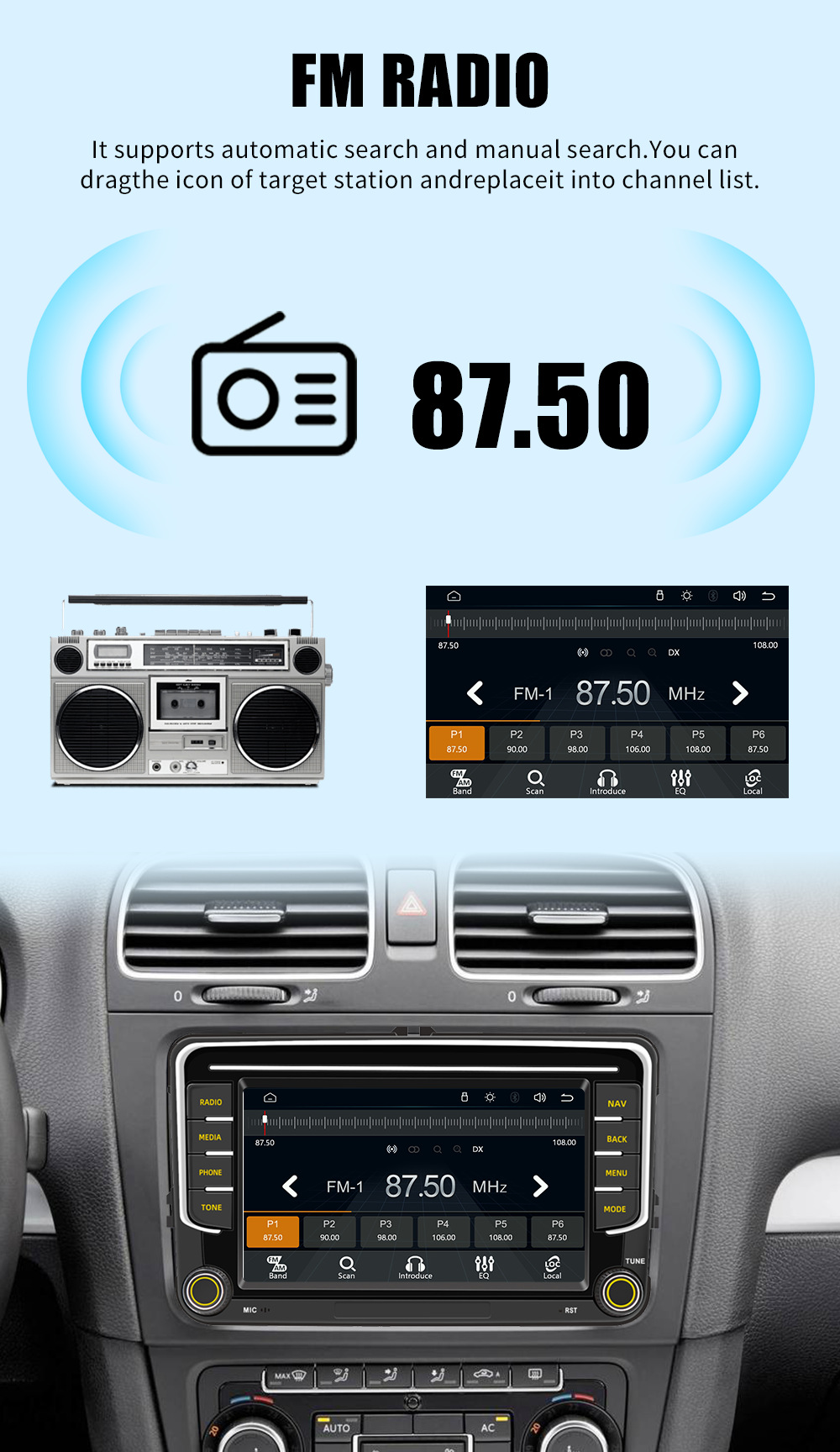 Volkswagen 7inch Linux Car System Wireless Carplay/Android Auto In-Car Navigation All-In-One Device