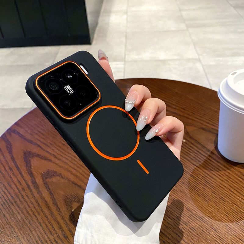 Xiaomi 15Pro に適したオイルドリップ TPU つや消し薄型リング磁気電話ケース Xiaomi 15 ソフトケース 14 シンプルなコントラストカラーケース|undefined