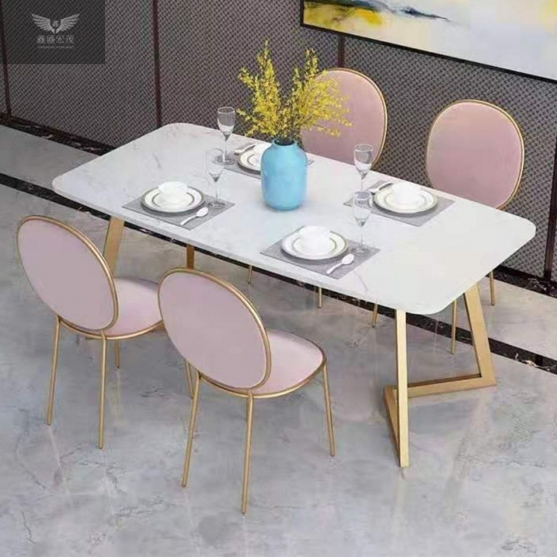 Comedor moderno y minimalista, mesa de comedor de mármol nórdico, mesa de comedor rectangular, mesa de comedor doméstica pequeña, combinación de mesa y silla