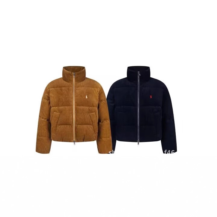 25 Years New High-Quality Ralph Lauren Autumn and Winter New Corduroy Stand Collar Short down Jacket for Men and Women