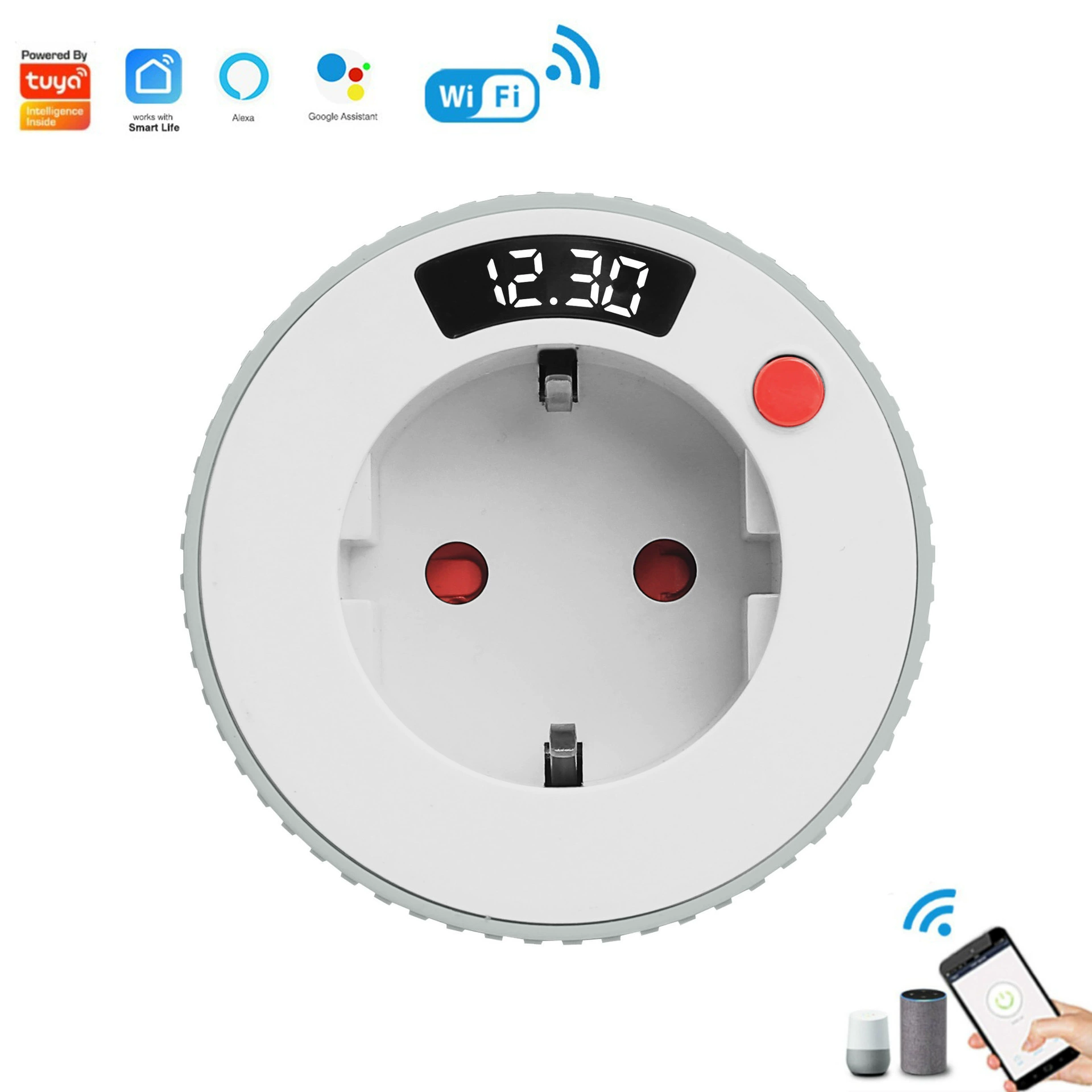 Умная розетка Tuya Wi-Fi европейского стандарта, вращающаяся, с дистанционным управлением через мобильное приложение и таймером