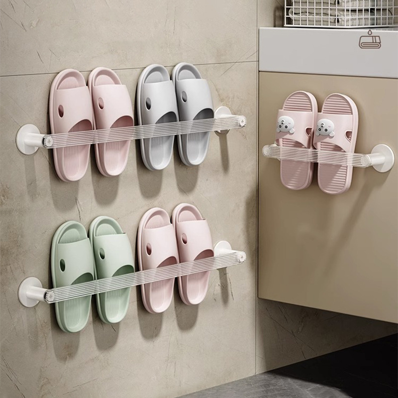 Zapatillas de baño estante de almacenamiento de rack zapatillas de baño estante de acrílico soporte de pared colgante de pared punch-blanco libre