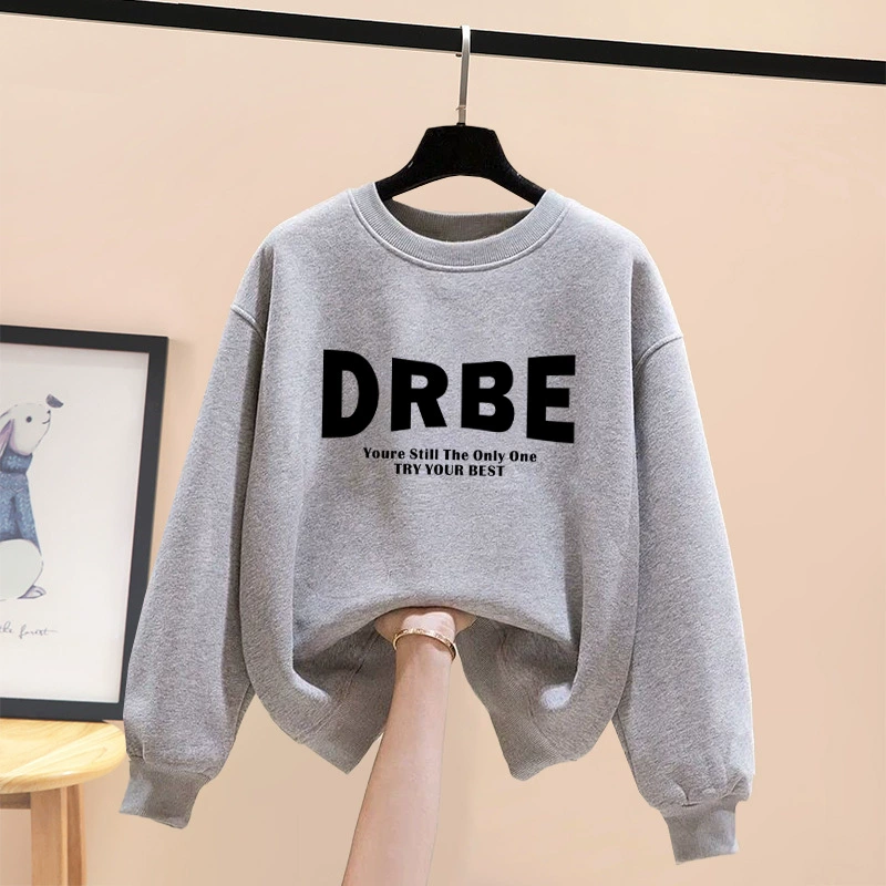 Женский свитер с круглым вырезом и длинным рукавом на весну-осень-зиму, новый толстый подходящий ко всему топ в Корейском стиле с буквами на флисовой подкладке